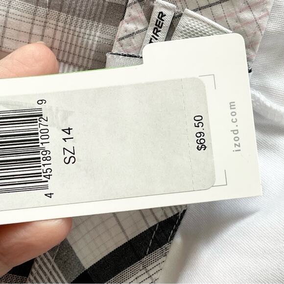 Izod Golf Skort Athletic Skirt Plaid Woman size 14 white gray - Picture 11 of 12